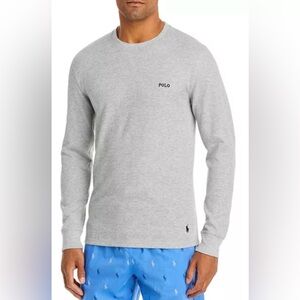 Polo Ralph Lauren Men's Waffle Knit Pony LS Sweatshirt T Shirt Gray Small
